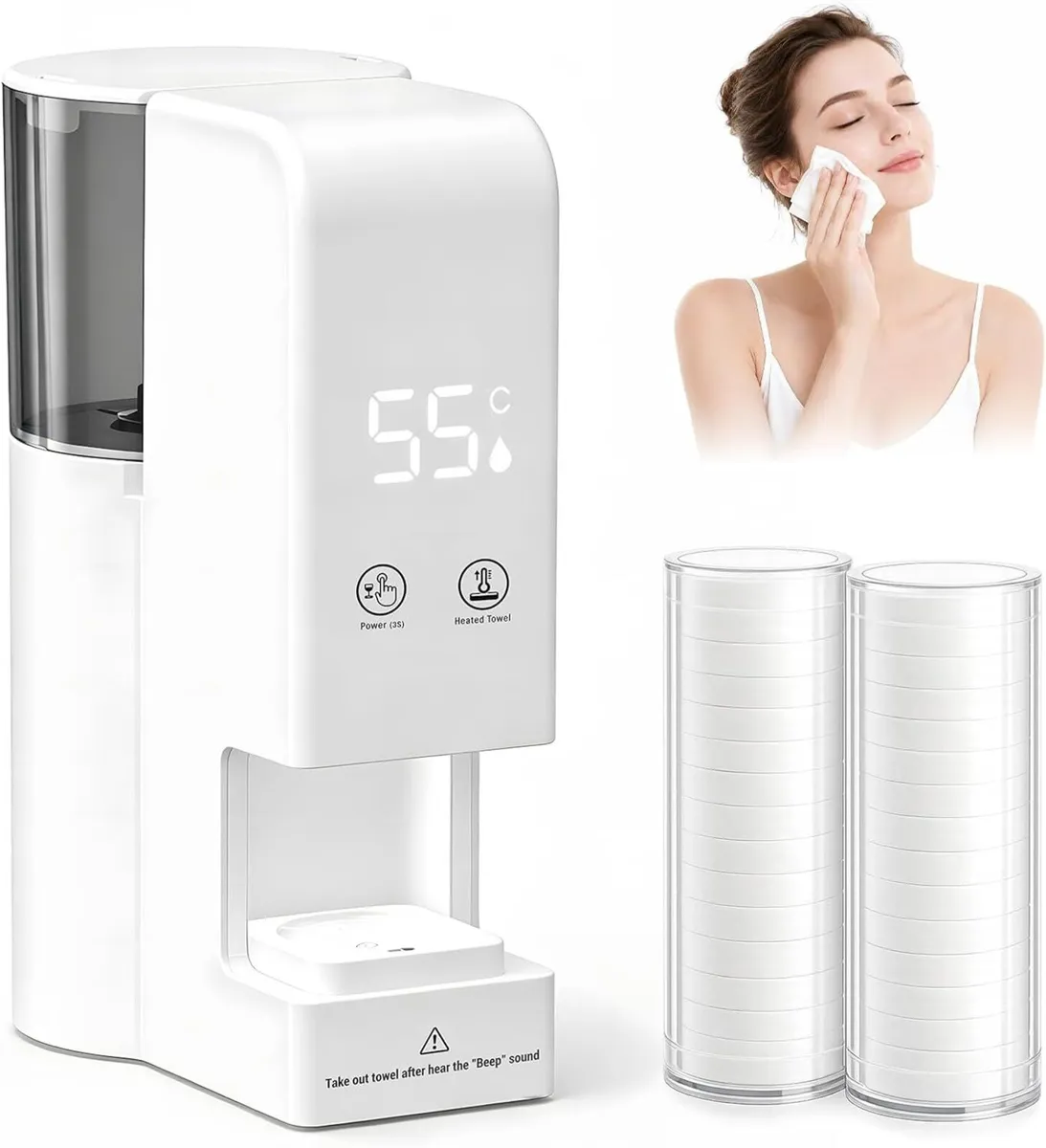 Hot Towel Warmer Dispenser with 40 Compressed Face - Image 1