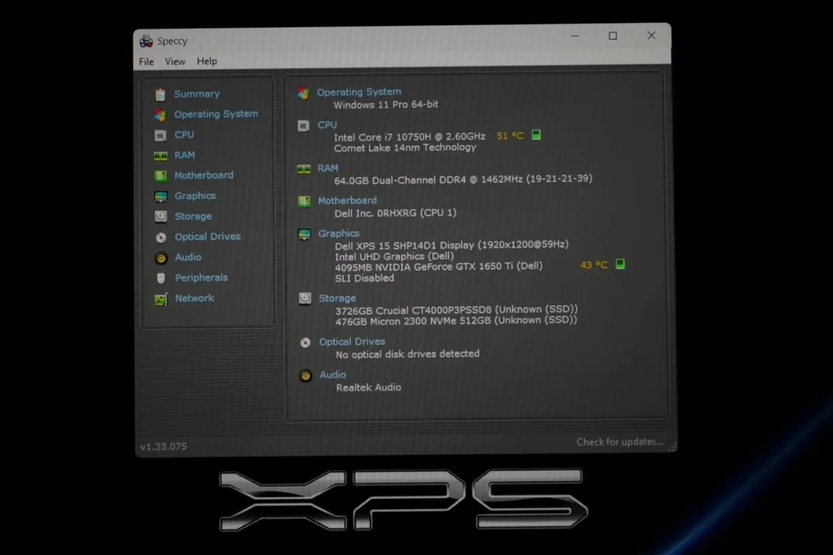 Dell XPS i7 + nVidia GPU, 64GB RAM, 4.5TB SSD - Image 3