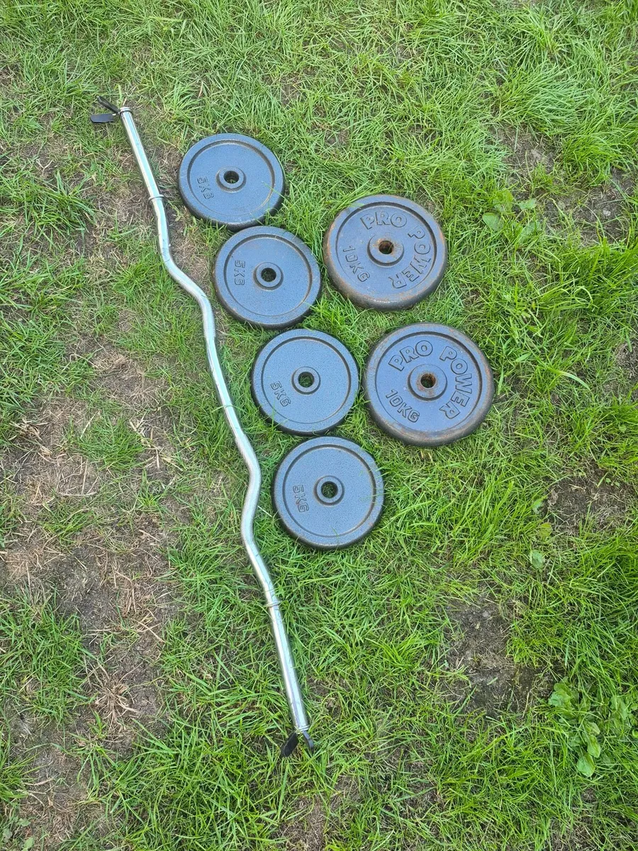 Curl bar & weights plates 40kg