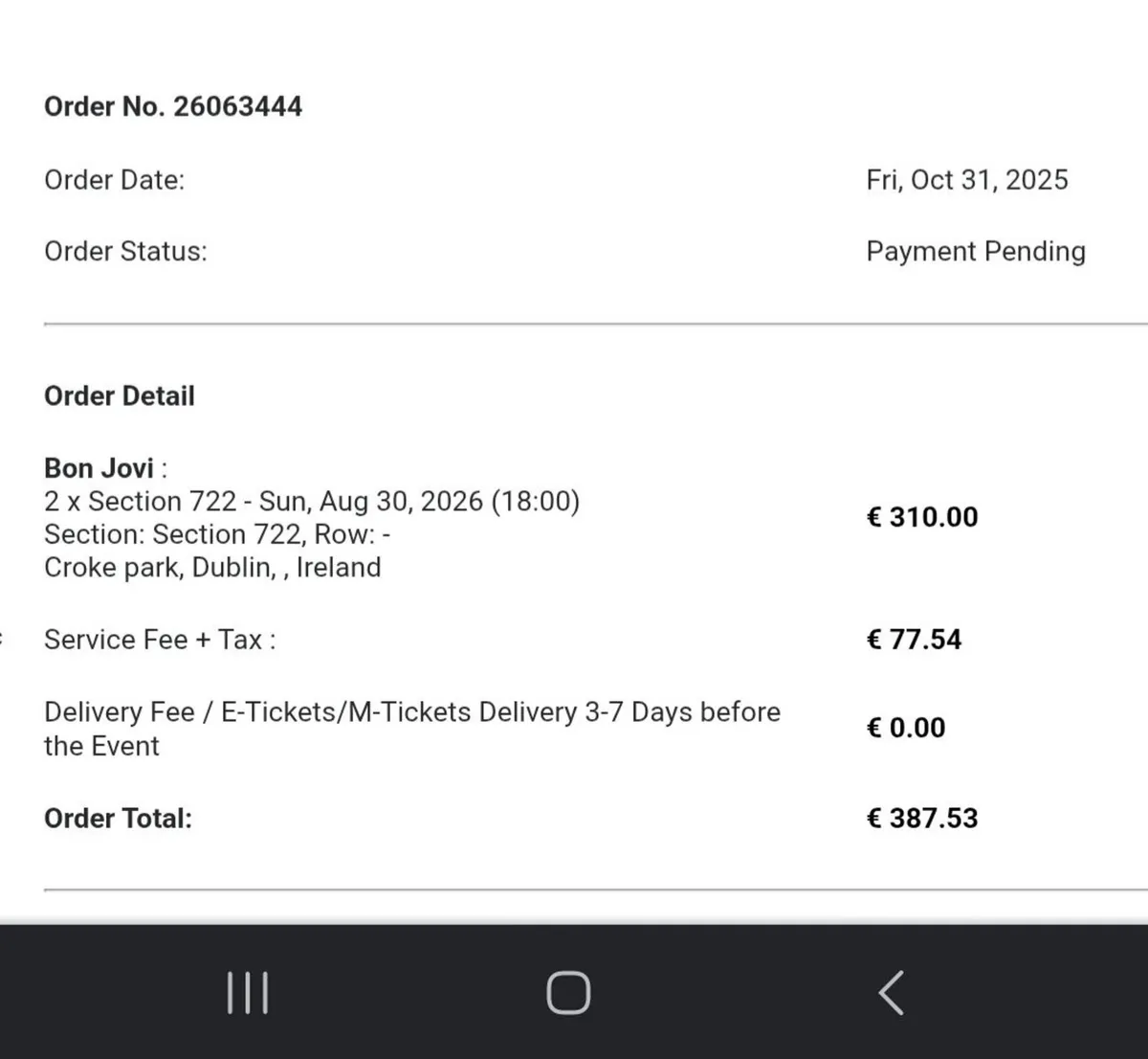 BonJovi Tickets x2 - Image 1