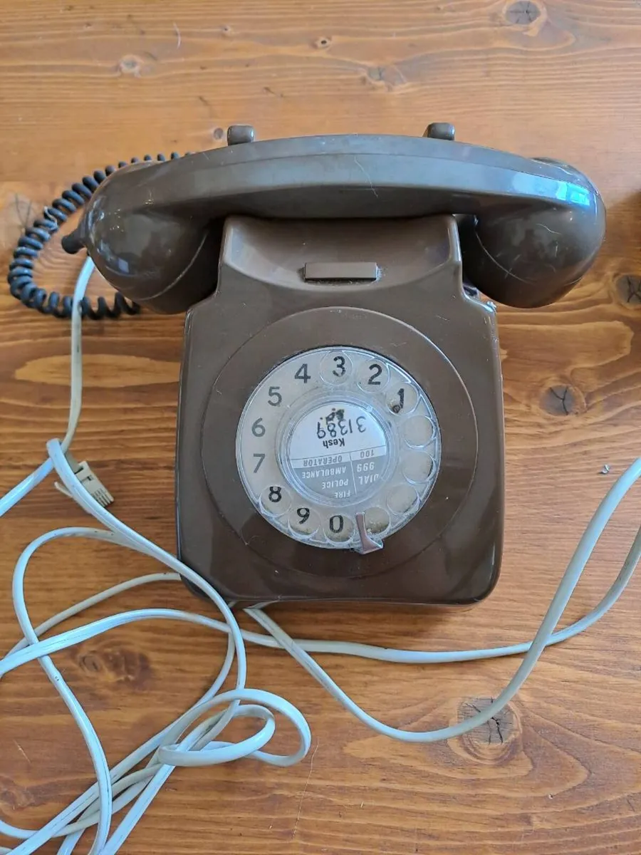 Vintage British Telecom Brown Rotary Dial Telephon - Image 1