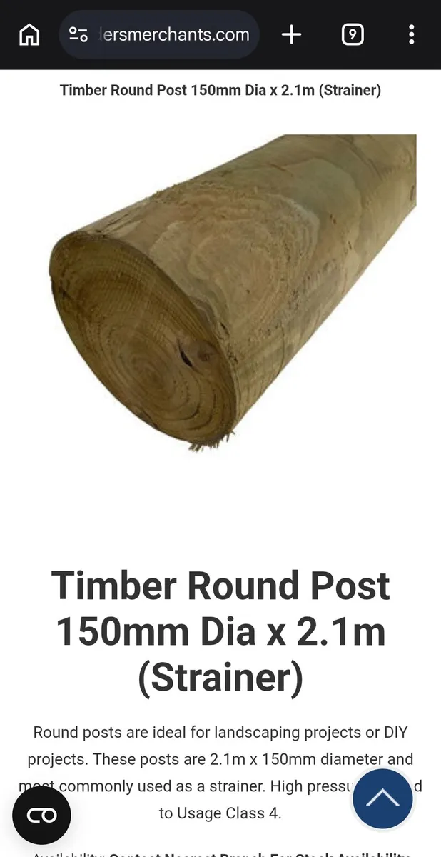 6" Treated Round Timber 2.1m
