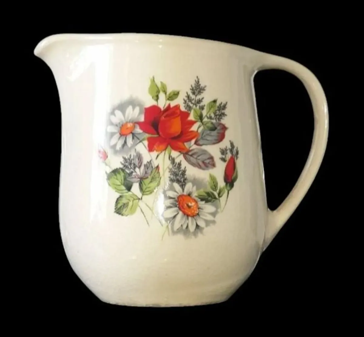 Vintage 1960s Ceramic Floral Jug/Pitcher-Pristine - Image 1