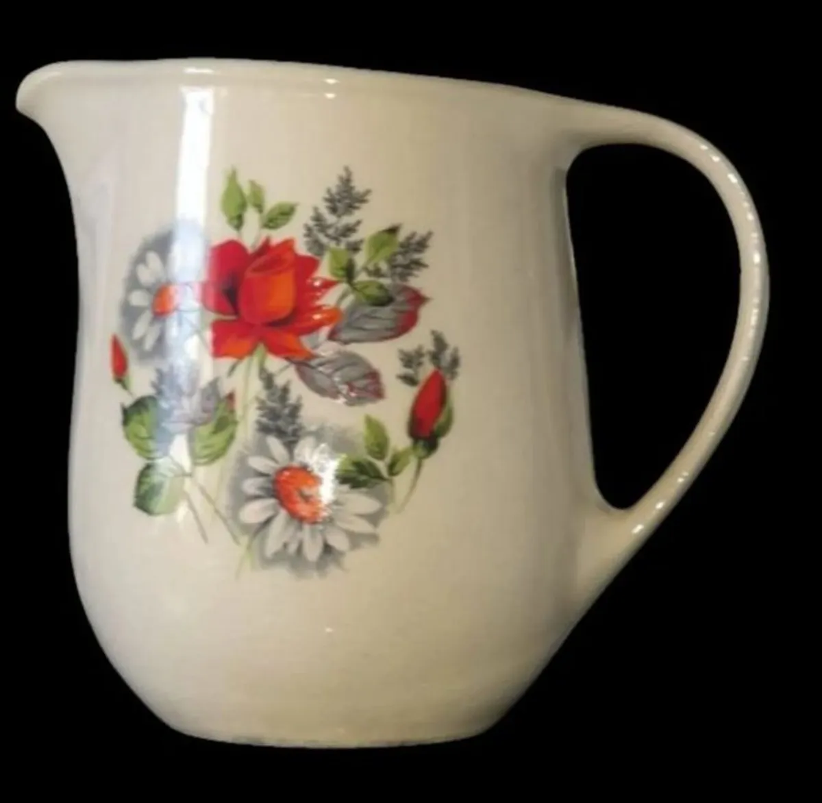 Vintage 1960s Ceramic Floral Jug/Pitcher-Pristine - Image 2