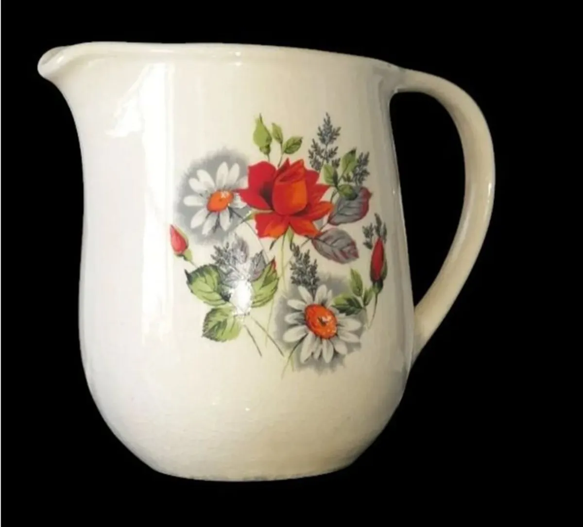 Vintage 1960s Ceramic Floral Jug/Pitcher-Pristine - Image 3