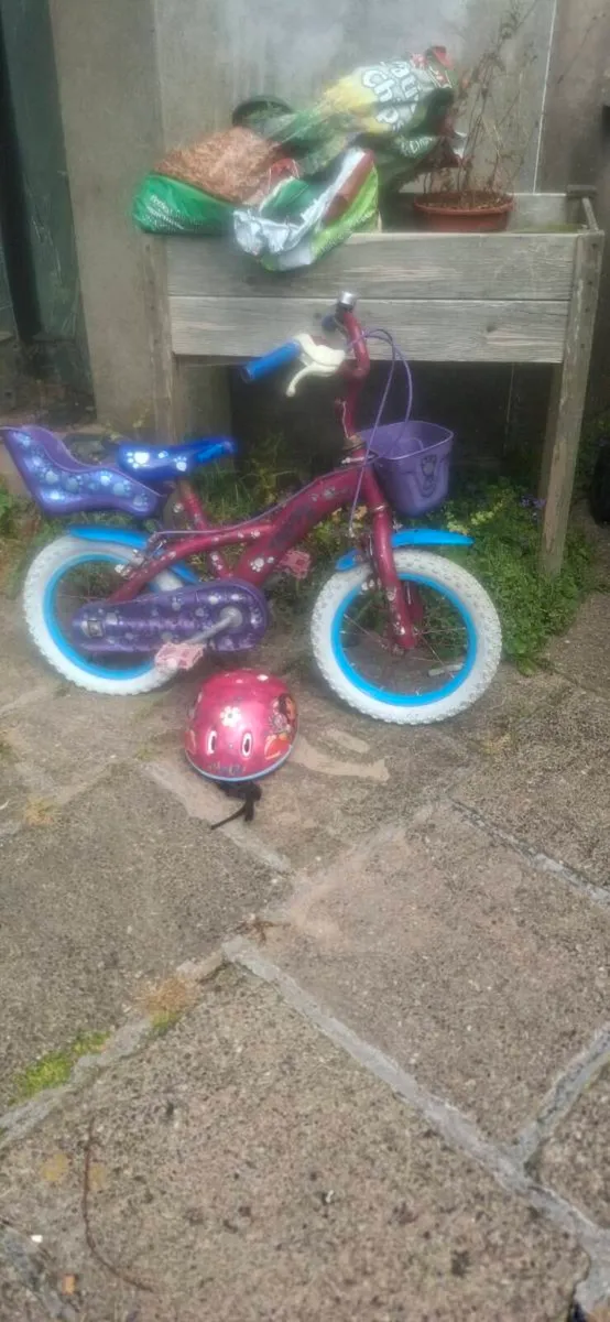 Barbie child bike  with  helmet - Image 2