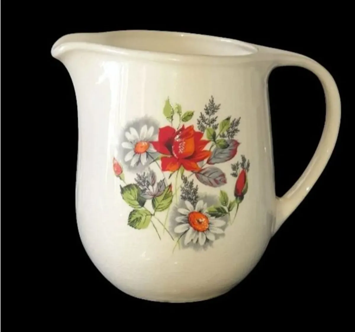 Vintage 1960s Ceramic Floral Jug/Pitcher-Pristine - Image 4