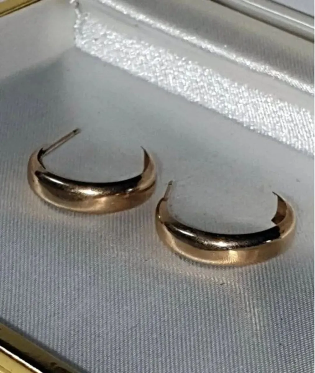 Vintage Hallmarked 9ct Gold 'Demi' Hoops - Image 4