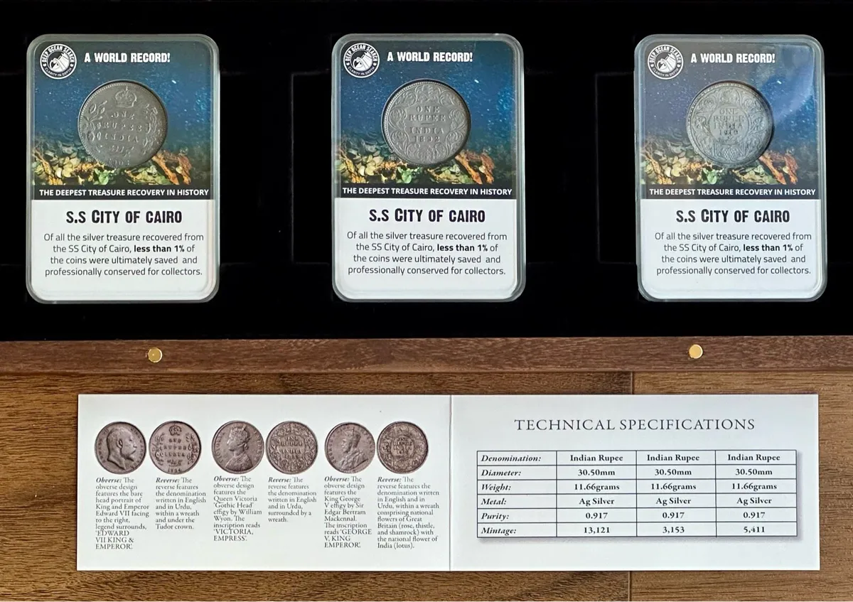 SS City of Cairo Indian Silver Rupee Coin Set - Image 3