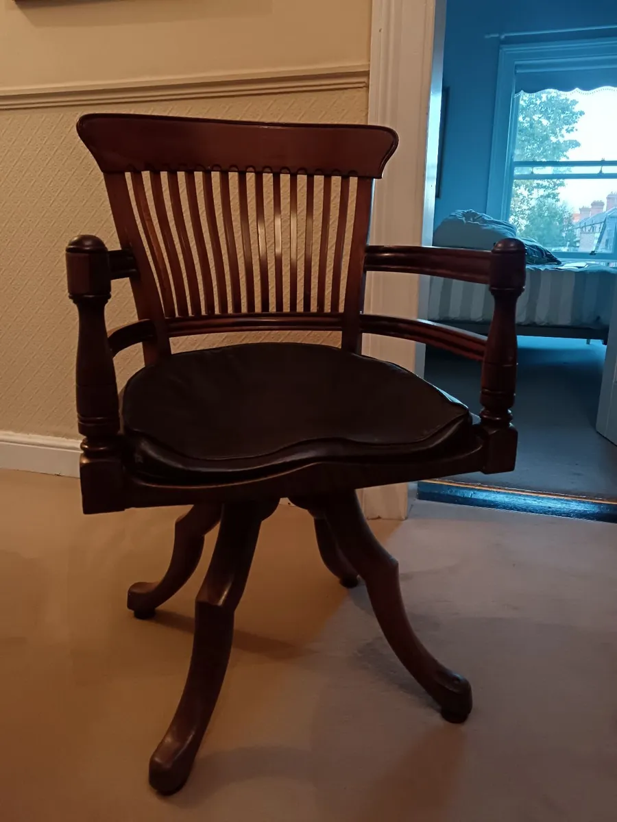 Antique Swivel Desk Chair - Image 3