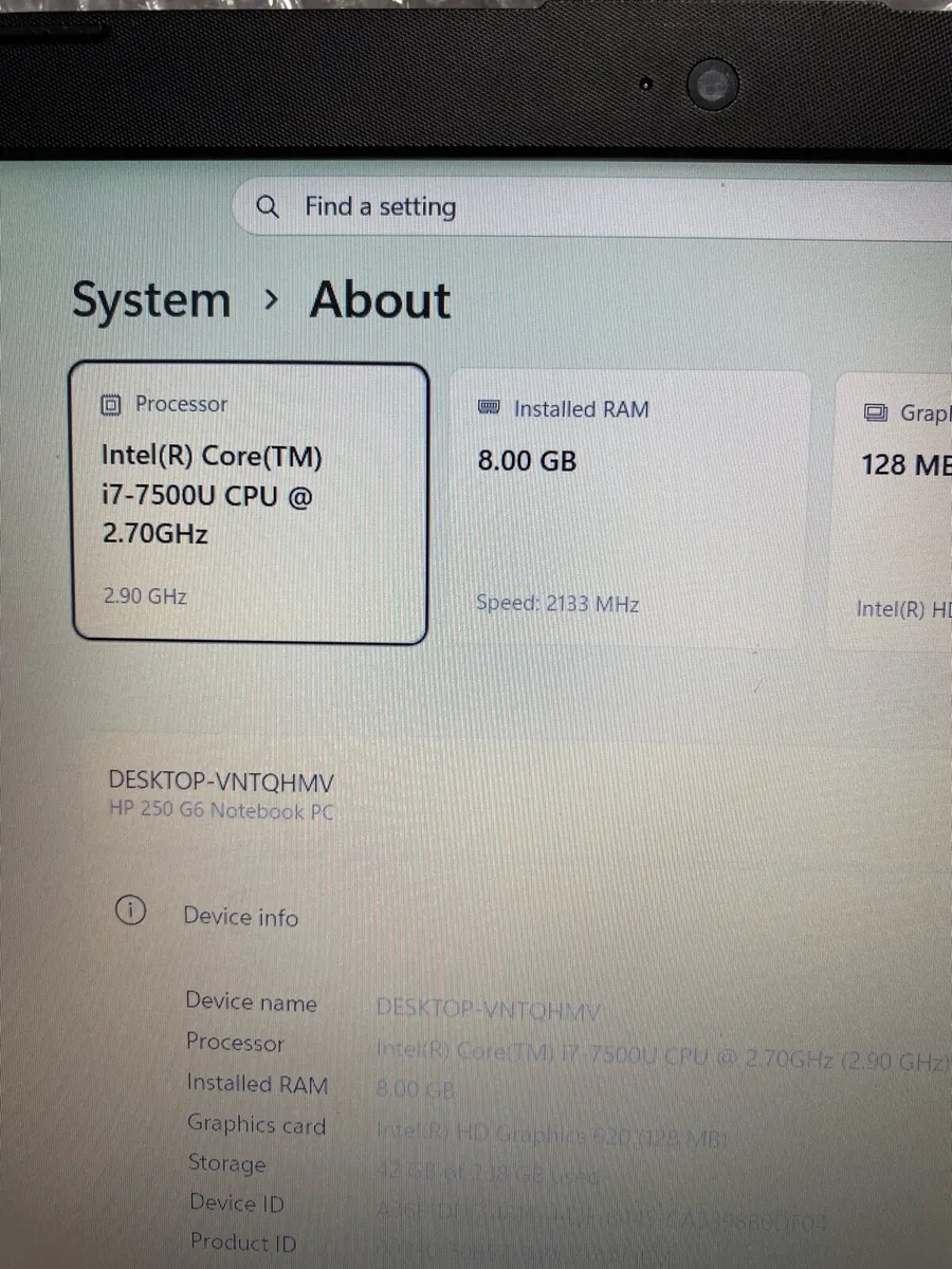 HP i7 processor 8/256 win 11 - Image 4