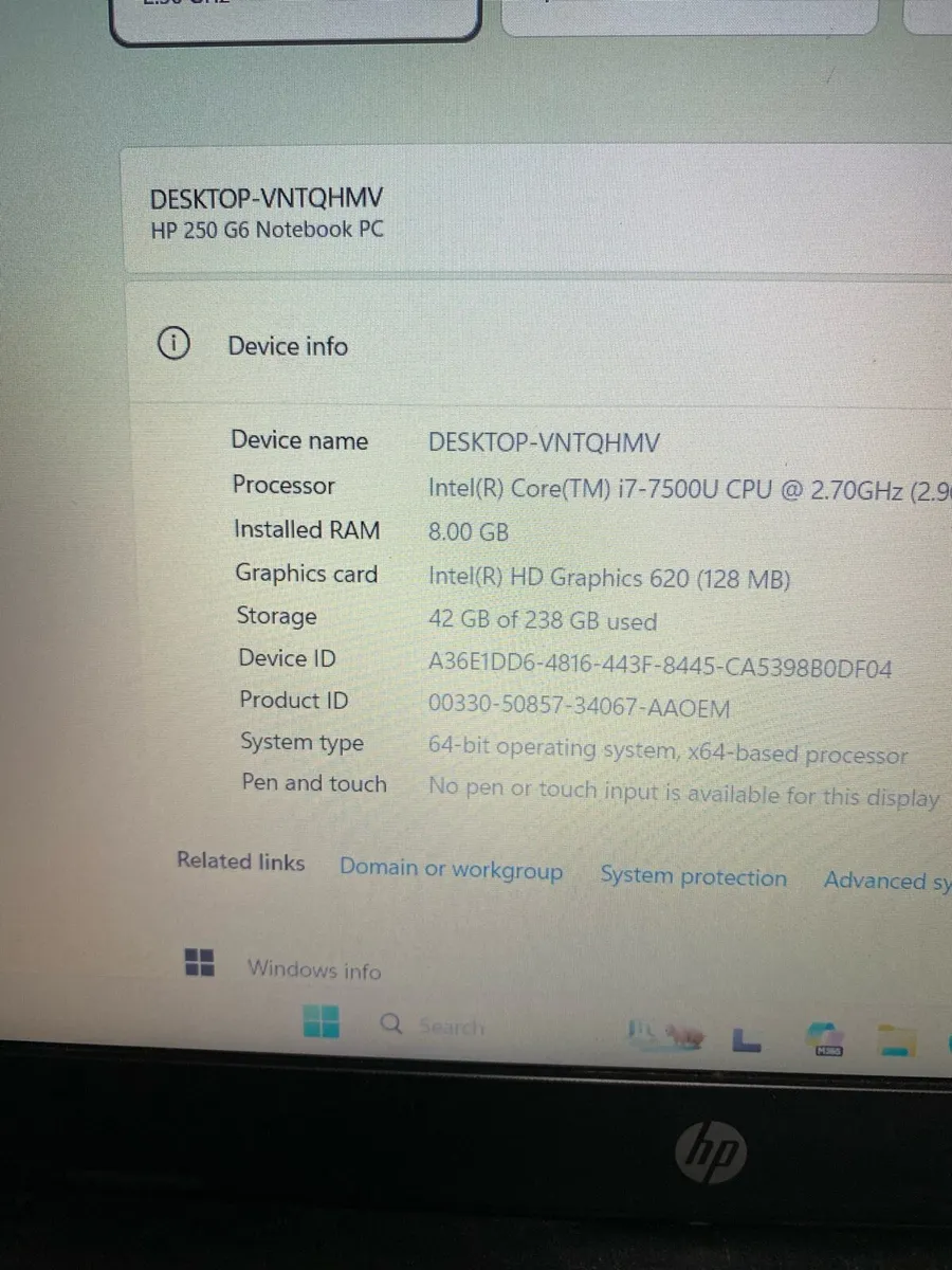 HP i7 processor 8/256 win 11 - Image 3