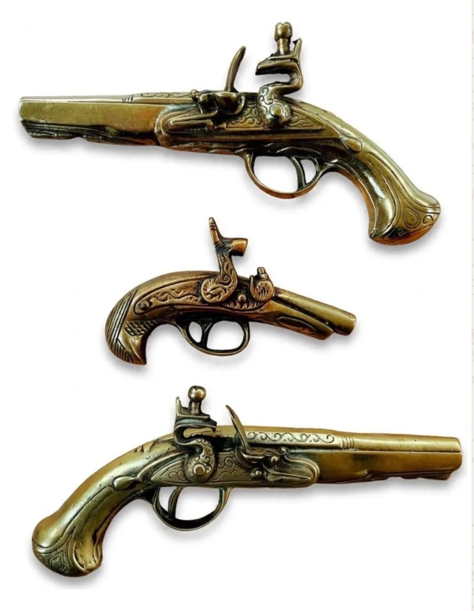 Mid century Brass pistols set of 3
