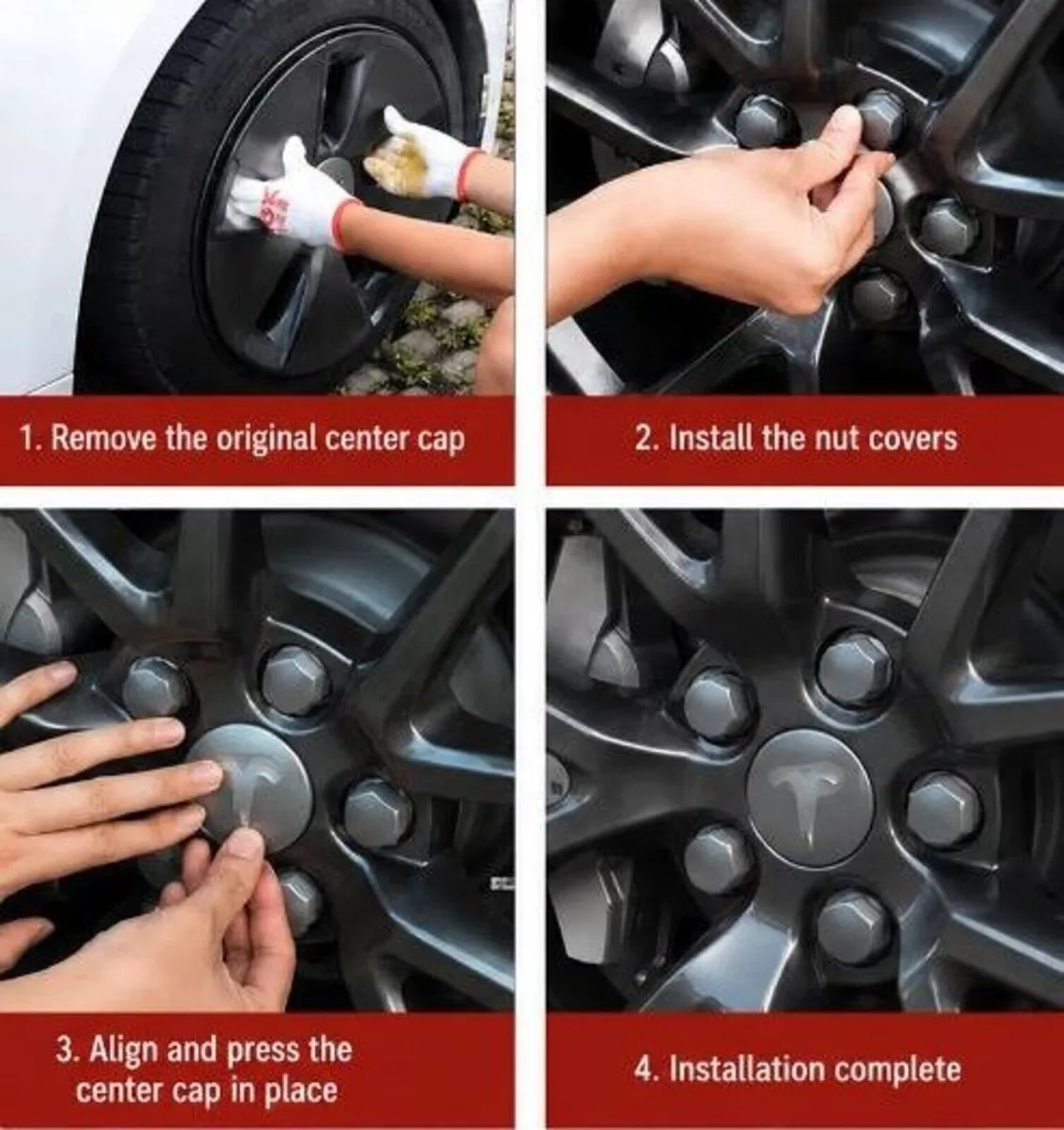 Tesla centre caps + nut covers (FREE POST) - Image 2