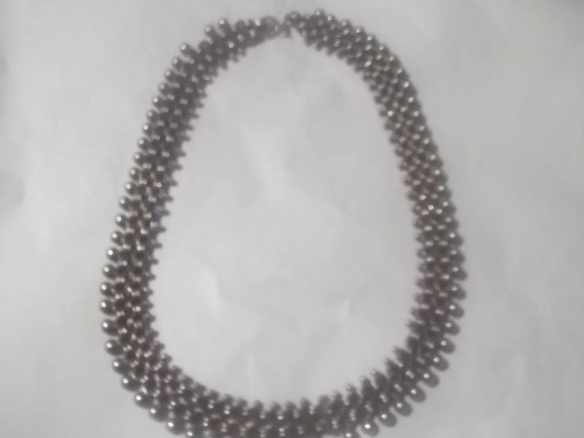 a lovely antique silver neck lace c 1860 - Image 1