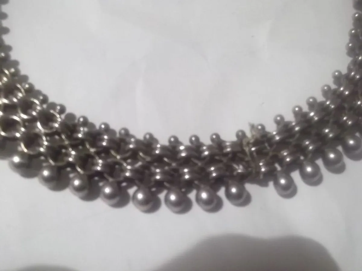 a lovely antique silver neck lace c 1860 - Image 3