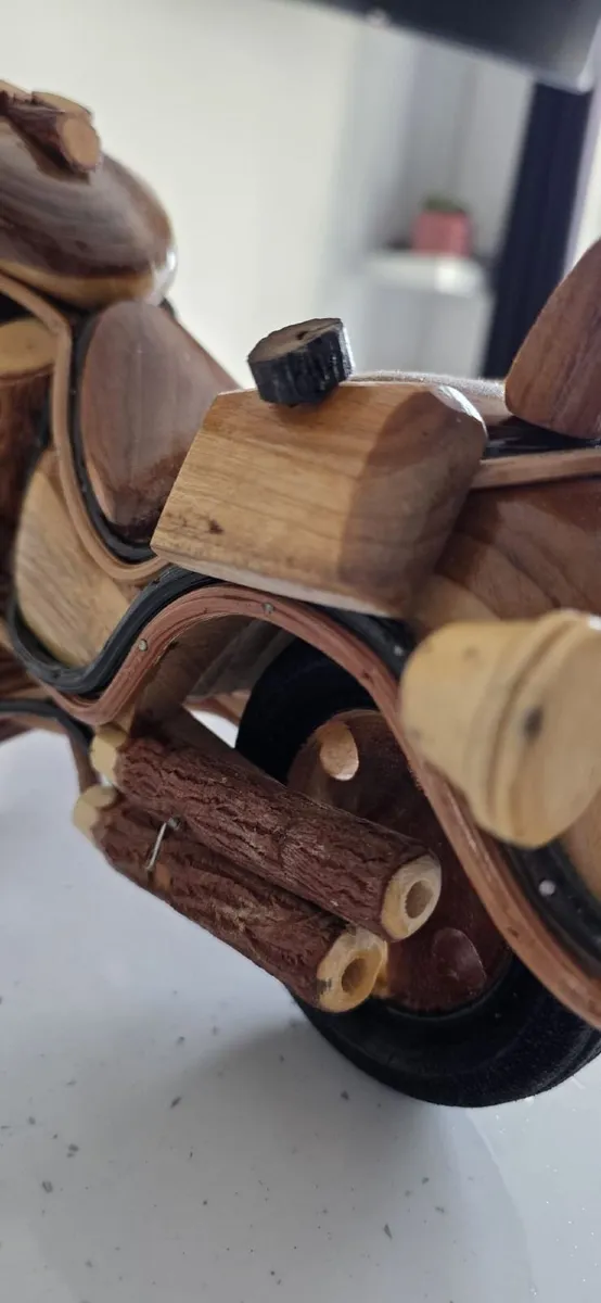 Unique Handmade Wooden Motorcycle Display - Image 4