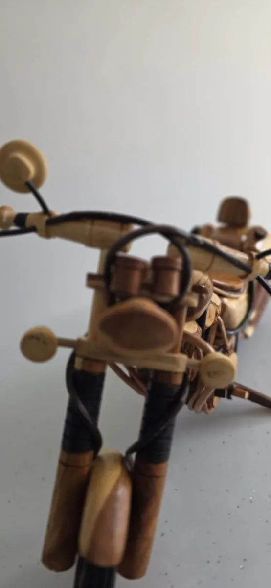 Unique Handmade Wooden Motorcycle Display - Image 3