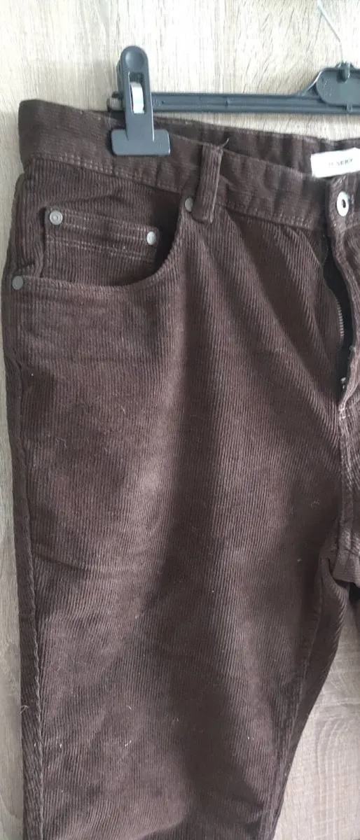 Corduroy slim trousers dark brown size L - Image 2