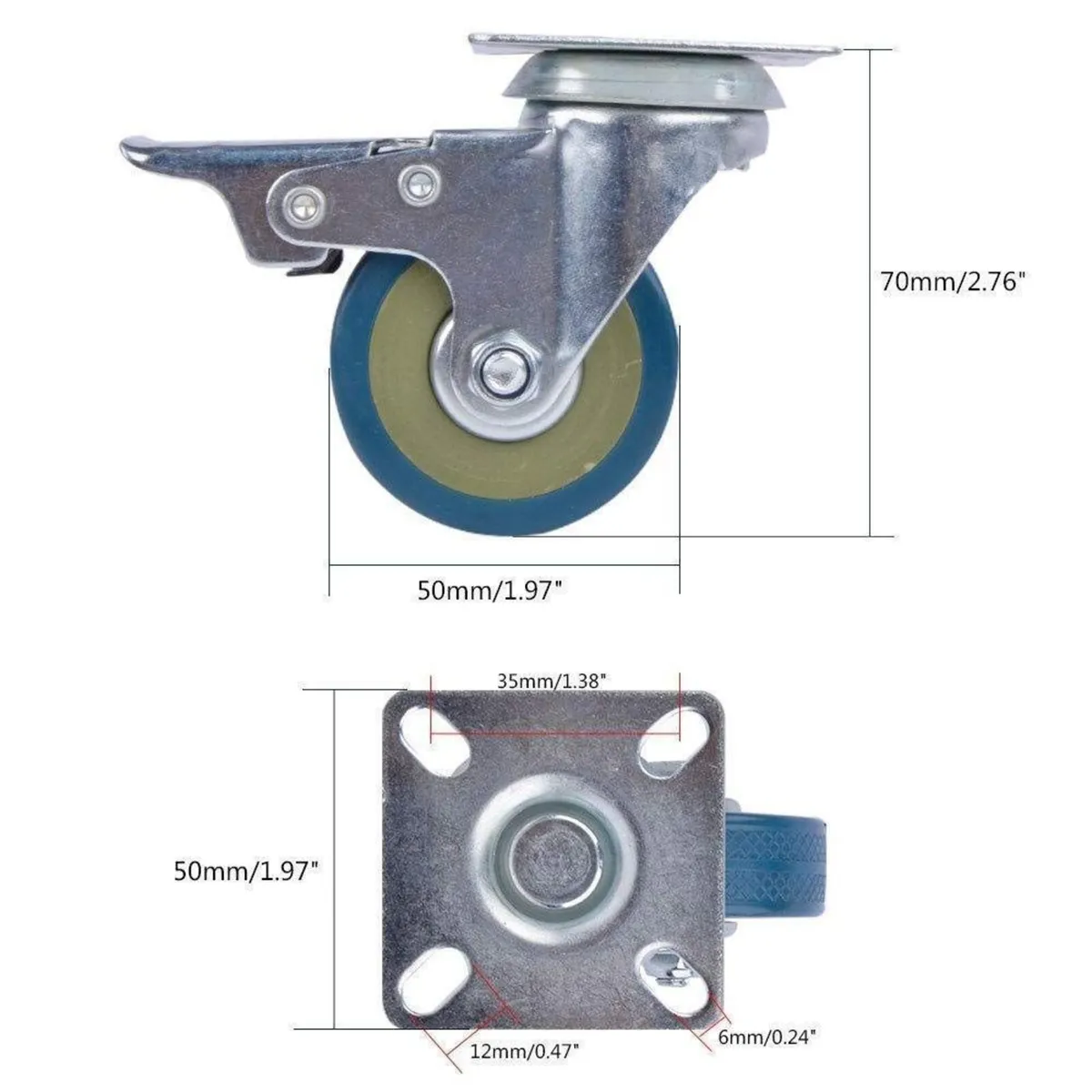 50mm Heavy-Duty Castor Wheels – 200kg Capacity - Image 2