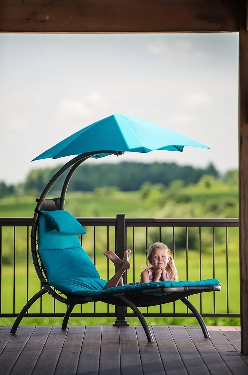 Turquoise Steel Outdoor Lounger - Image 3