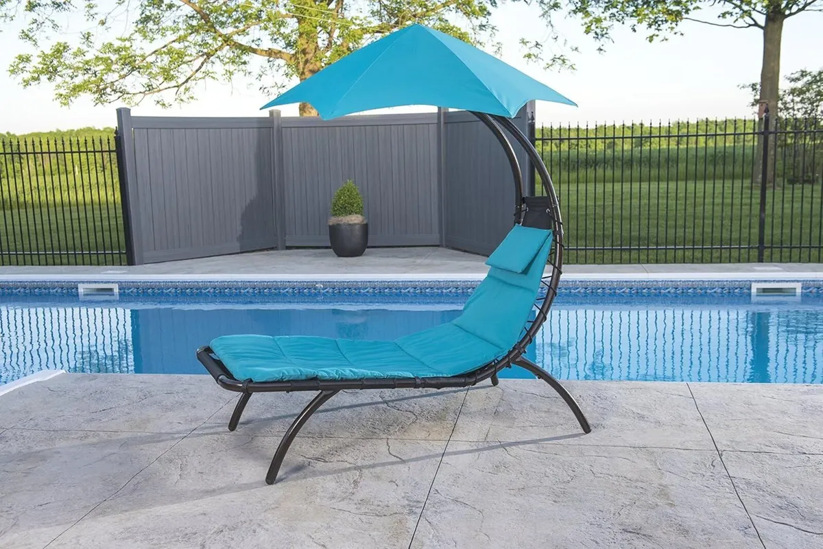 Turquoise Steel Outdoor Lounger - Image 4