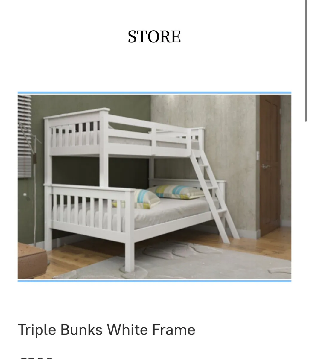 White Triple Bunk Bed - Image 3