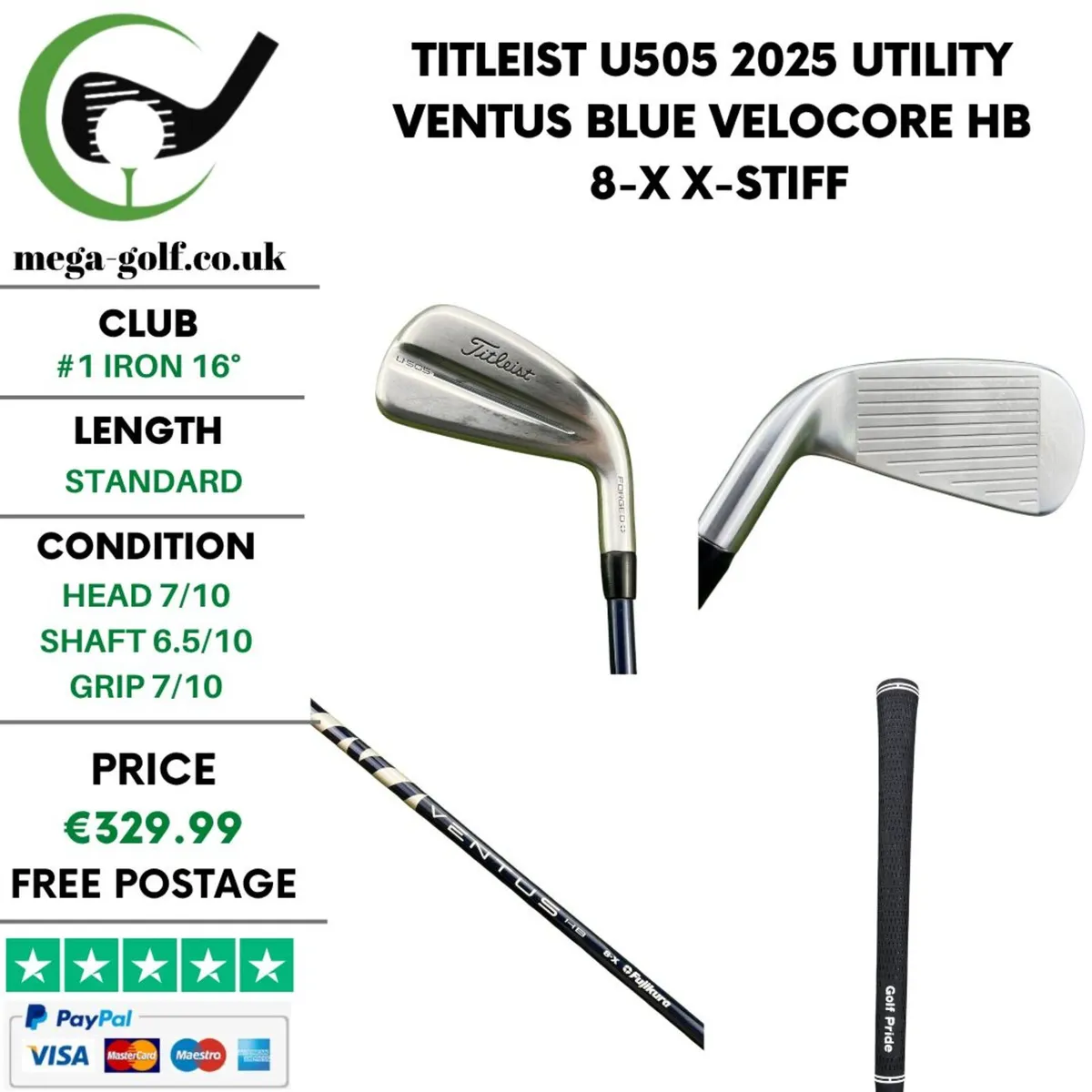 Titleist U505 2025 Utility #1 Iron 16° / X-Stiff - Image 1