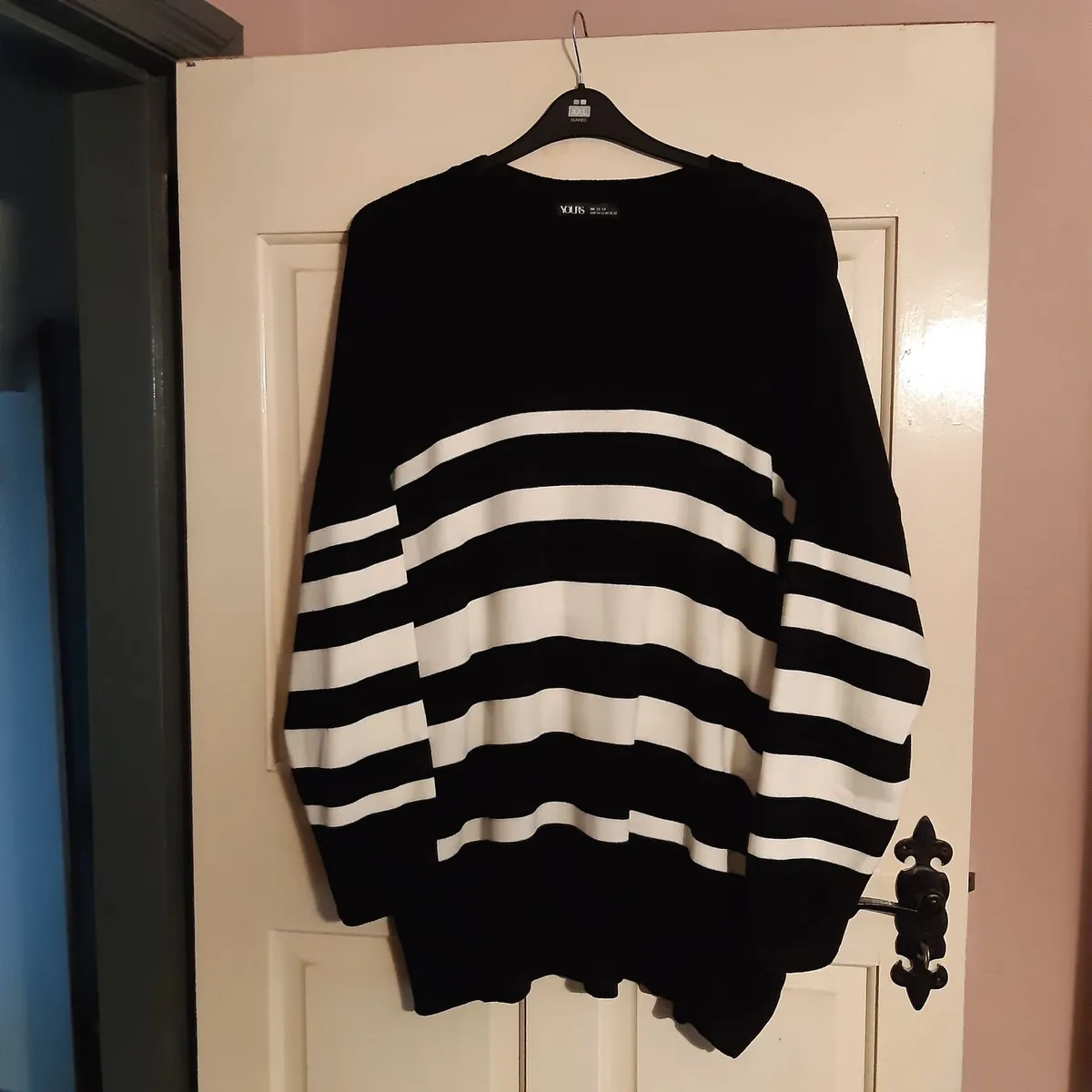 Woman's Black & White Striped Jumper.