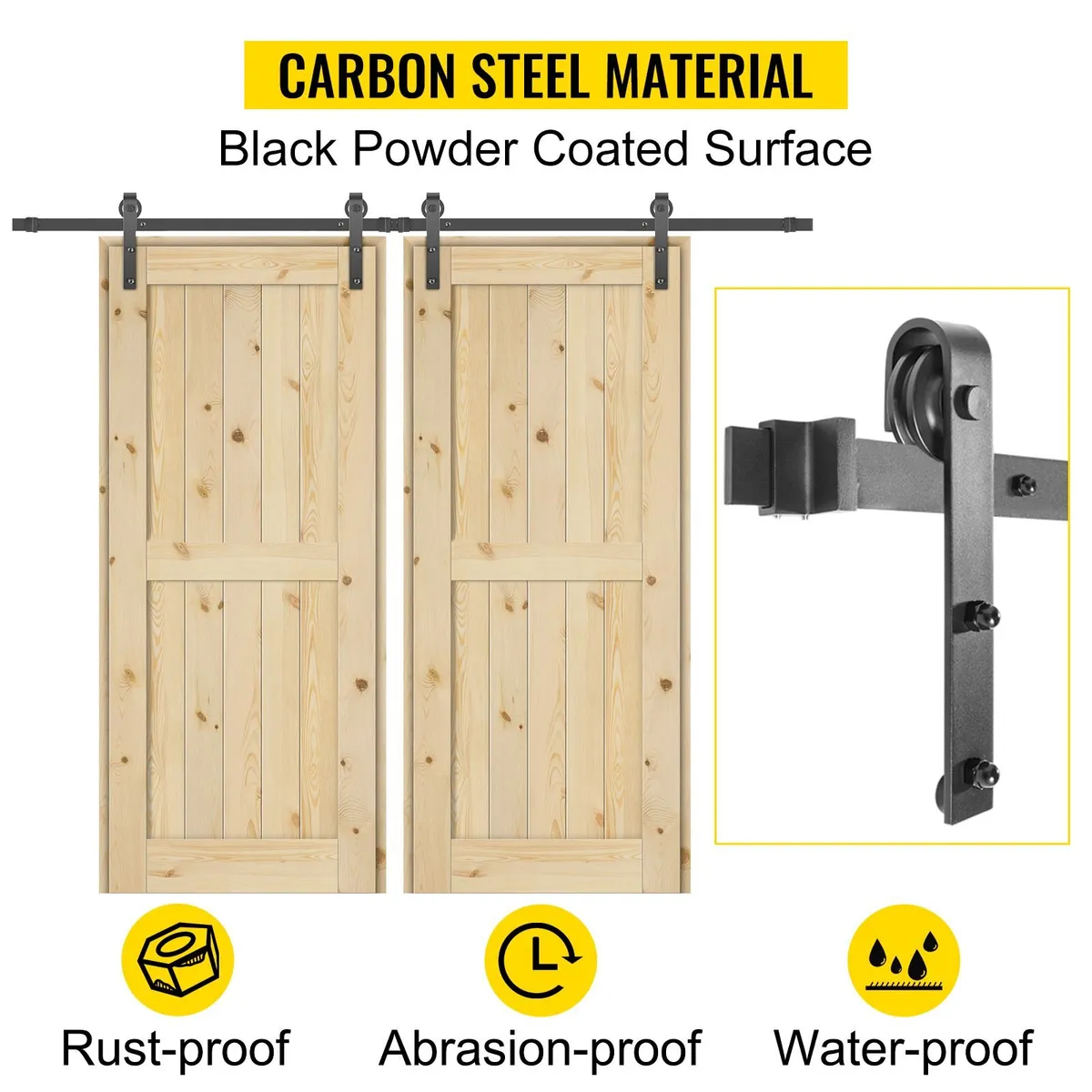 12FT Sliding Barn Door Hardware Kit – 330LB - Image 3