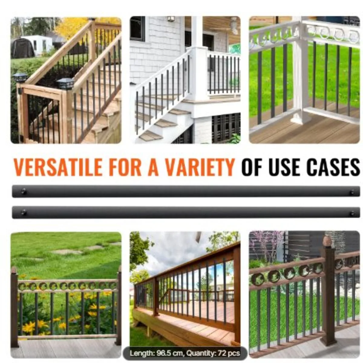 Staircase Metal Balusters, 38'' x 1''Flat Aluminum - Image 4
