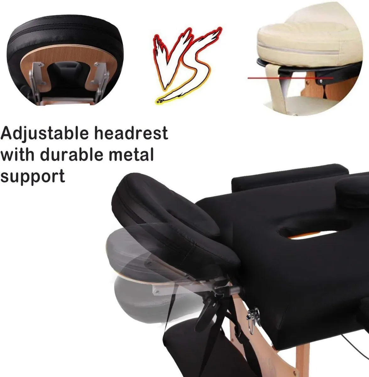 Portable 3-Section Foldable Massage & Beauty Bed - Image 3