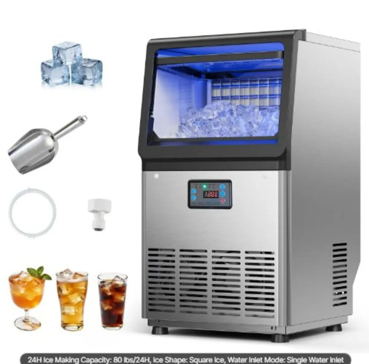 Commercial Ice Maker Machine, 36 kg/24h with 6 kg - Image 1