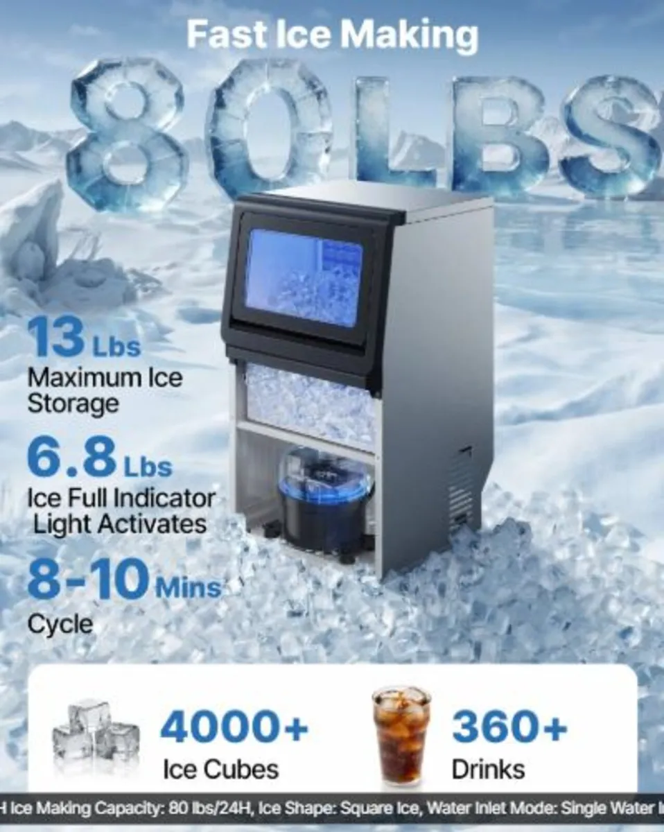 Commercial Ice Maker Machine, 36 kg/24h with 6 kg - Image 2