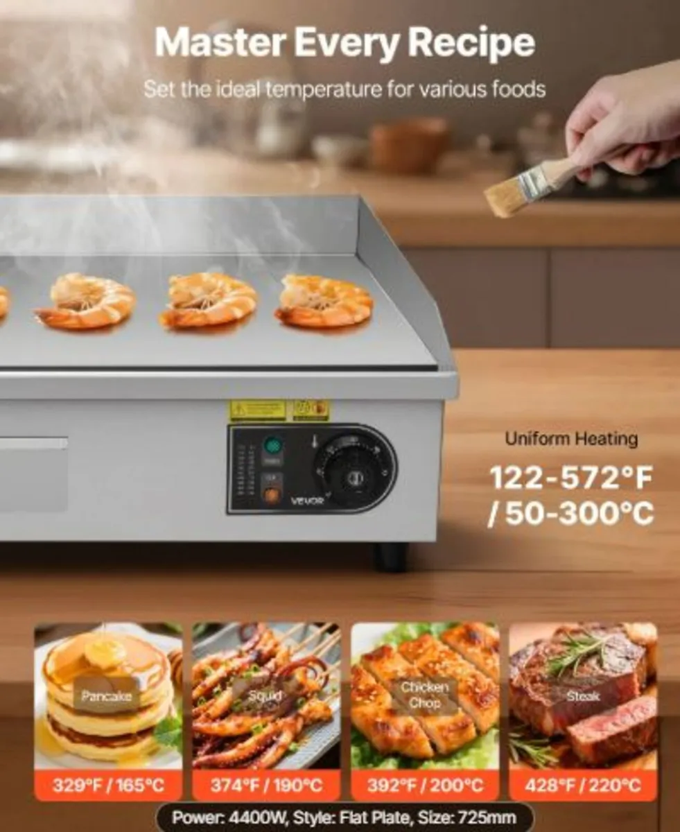 Commercial Electric Griddle, 725 x 400 mm, 4400W, - Image 2