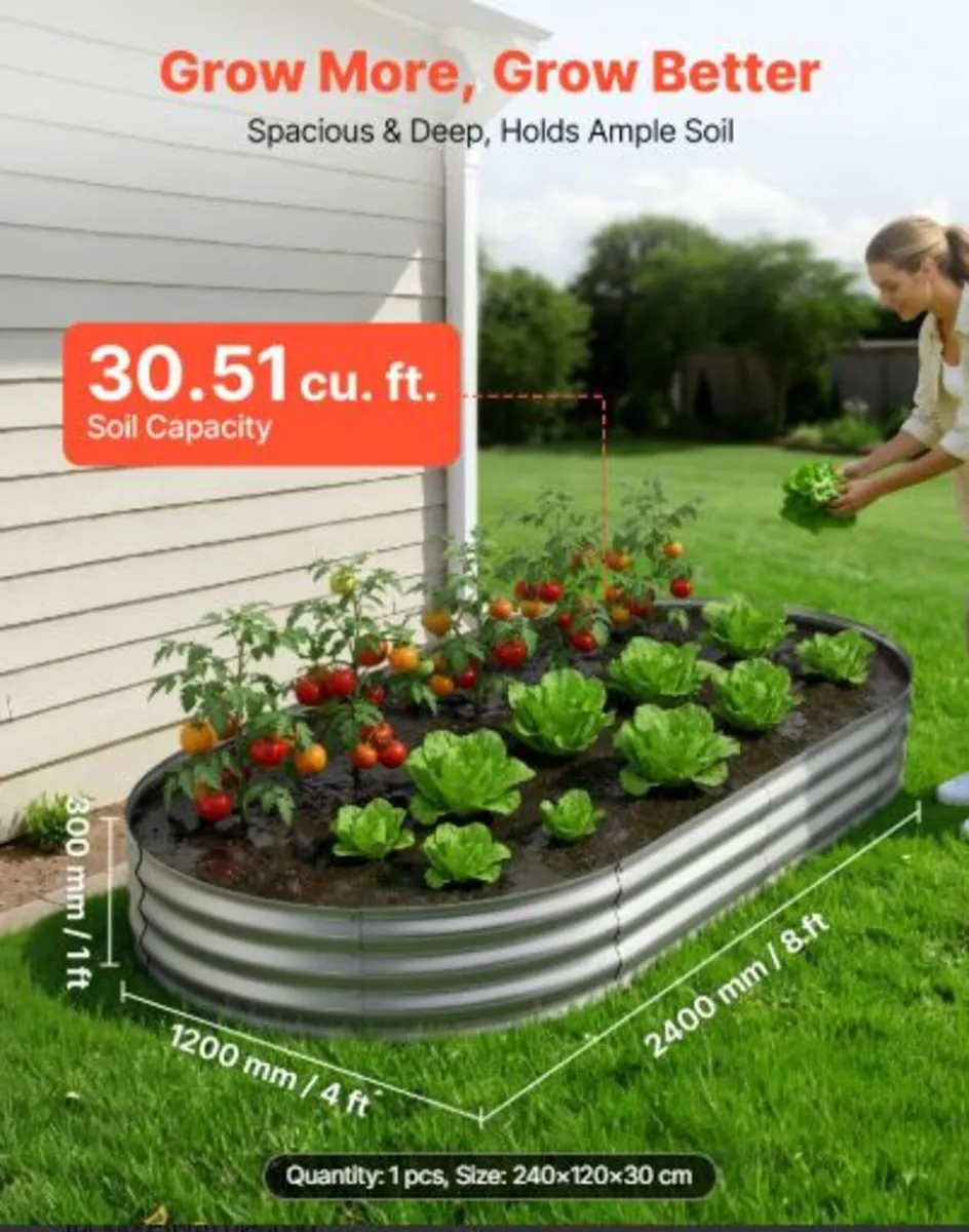 Galvanized Raised Garden Bed, 240 x 120 x 30 cm, - Image 4