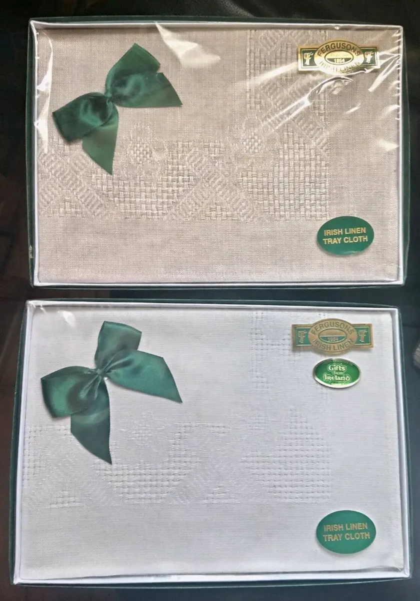 Four Vintage Ferguson Linen Traycloths - Image 2