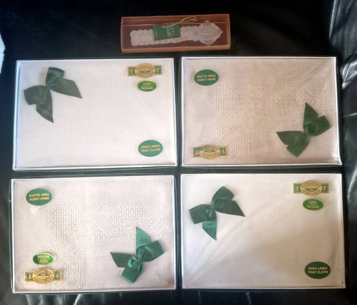 Four Vintage Ferguson Linen Traycloths - Image 1