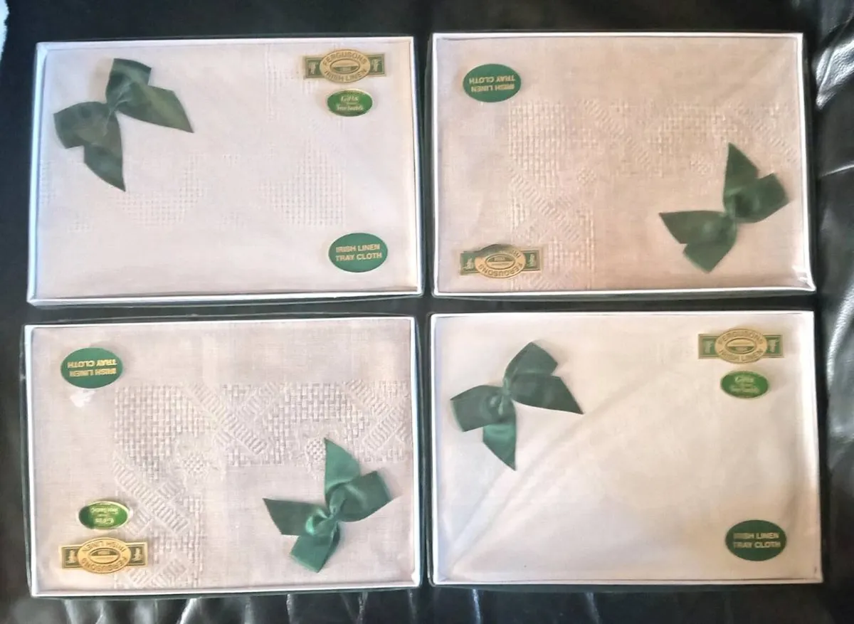 Four Vintage Ferguson Linen Traycloths - Image 3