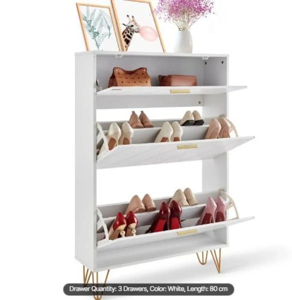 Shoe Cabinet with 3 Flip Drawers - Image 2