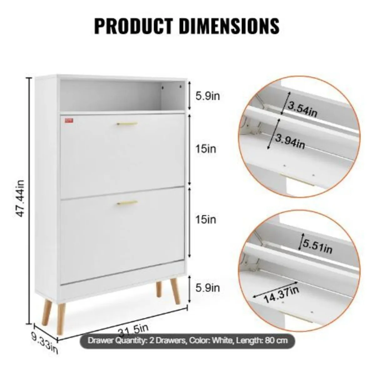 Shoe Cabinet with 3 Flip Drawers - Image 3