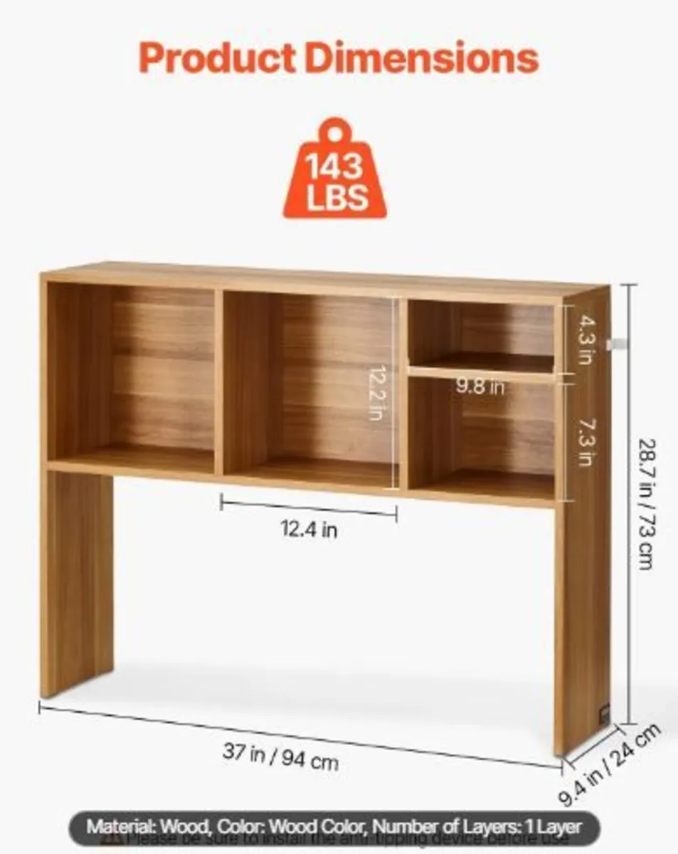 Desktop Bookshelf, 1-Tier Wood Desktop - Image 1