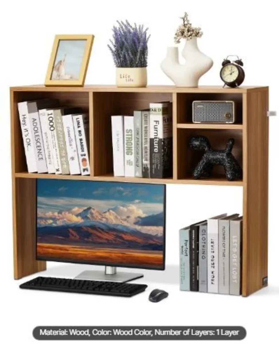 Desktop Bookshelf, 1-Tier Wood Desktop - Image 3
