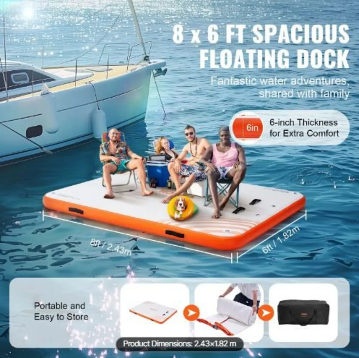 Inflatable Floating Dock, 8 x 6FT - Image 1