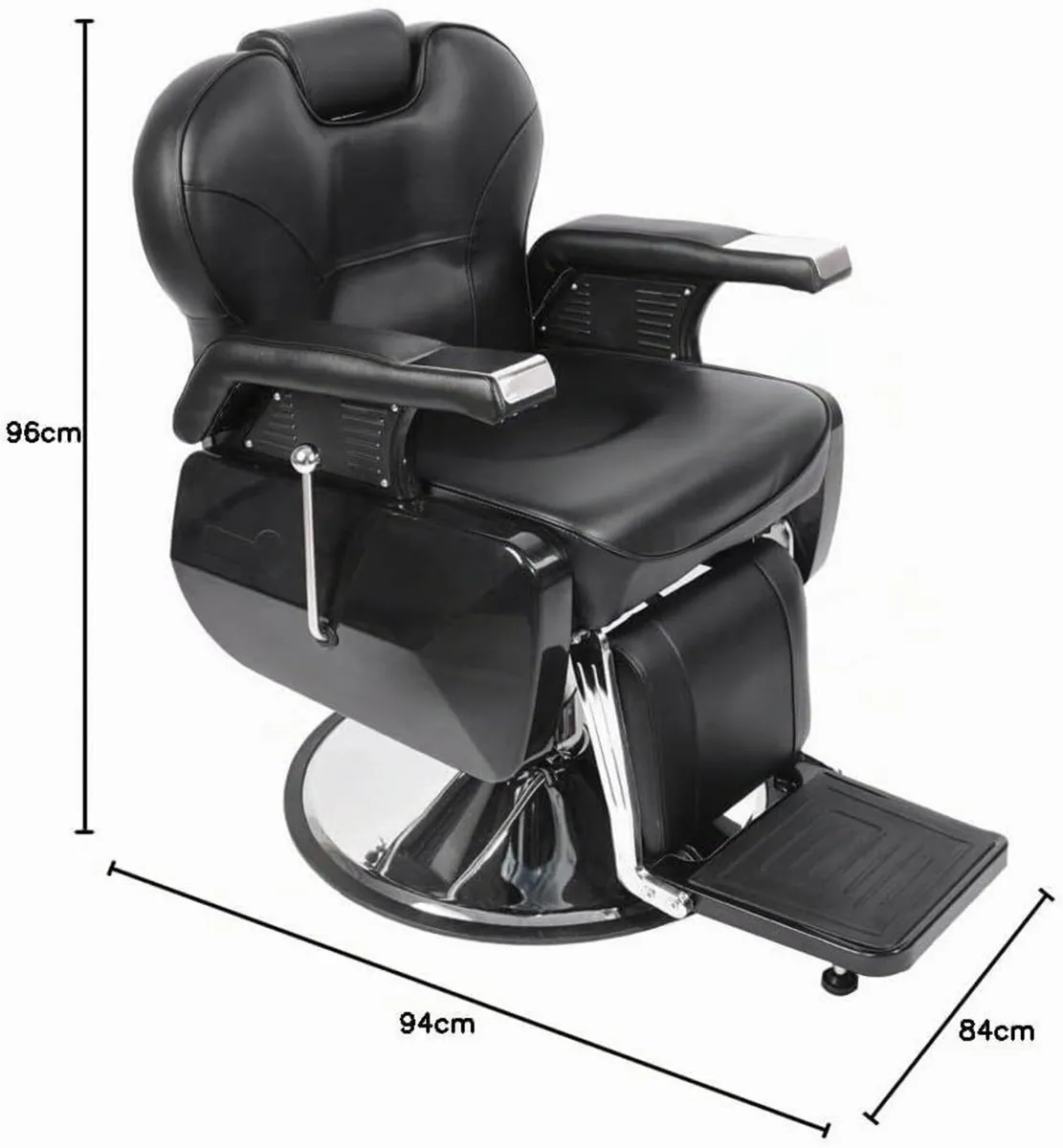 Professional Black Hydraulic Barber Chair - Image 2