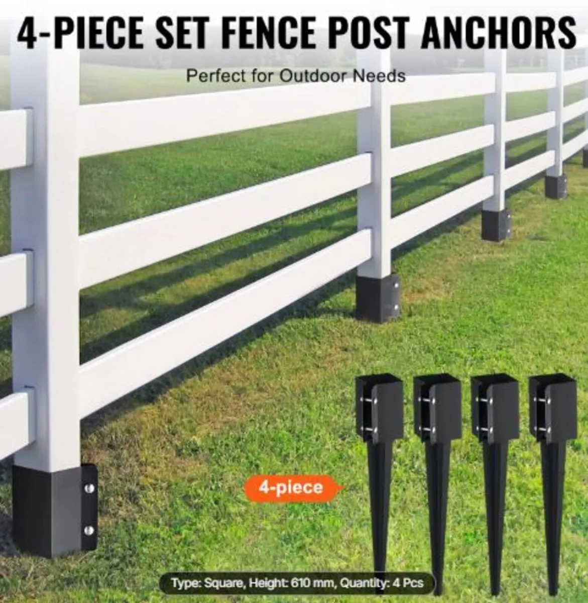 Fence Post Anchor Ground Spike,4 Pack 24x4 x4 inch - Image 4