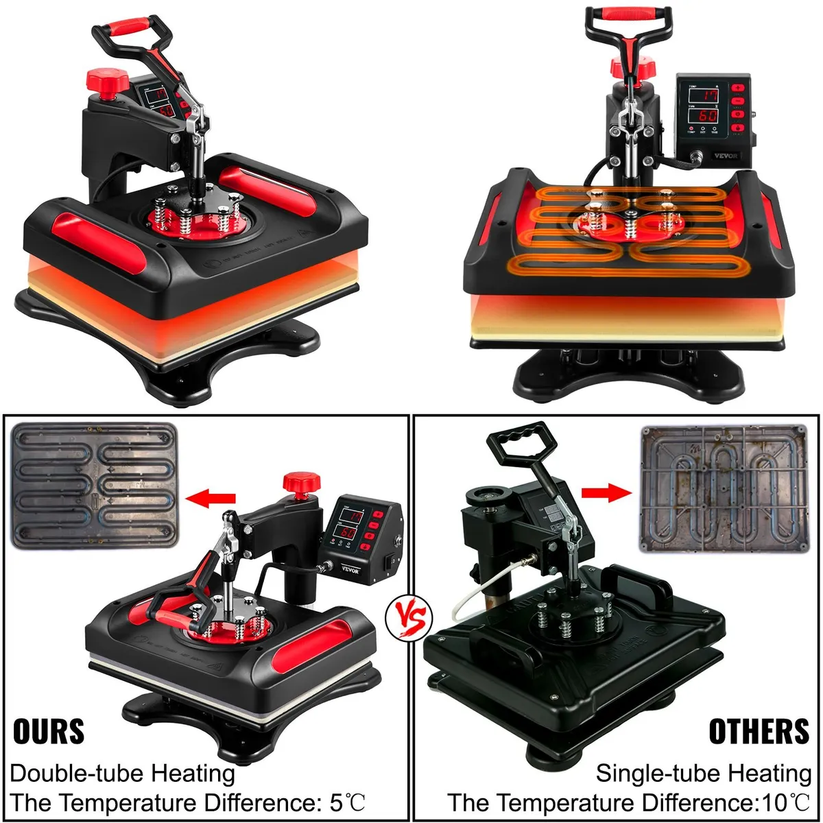 5-in-1 Heat Press Machine 12×15 Inch – Red - Image 3