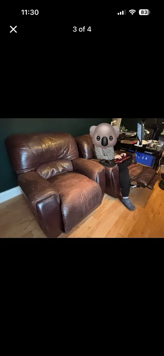 Leather Recliner Couch and Chairs - Image 1