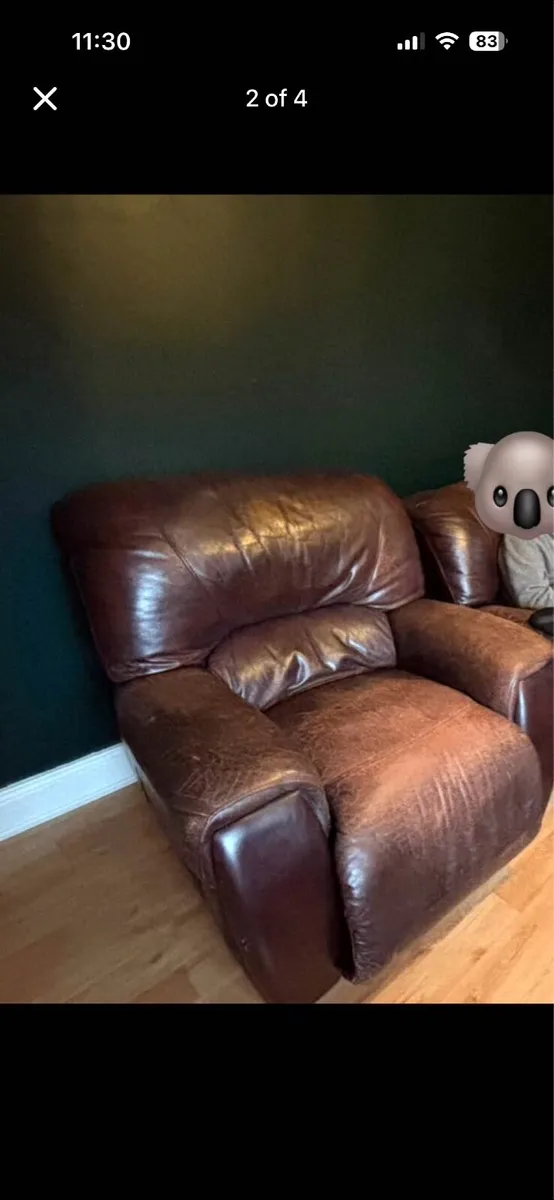 Leather Recliner Couch and Chairs - Image 3