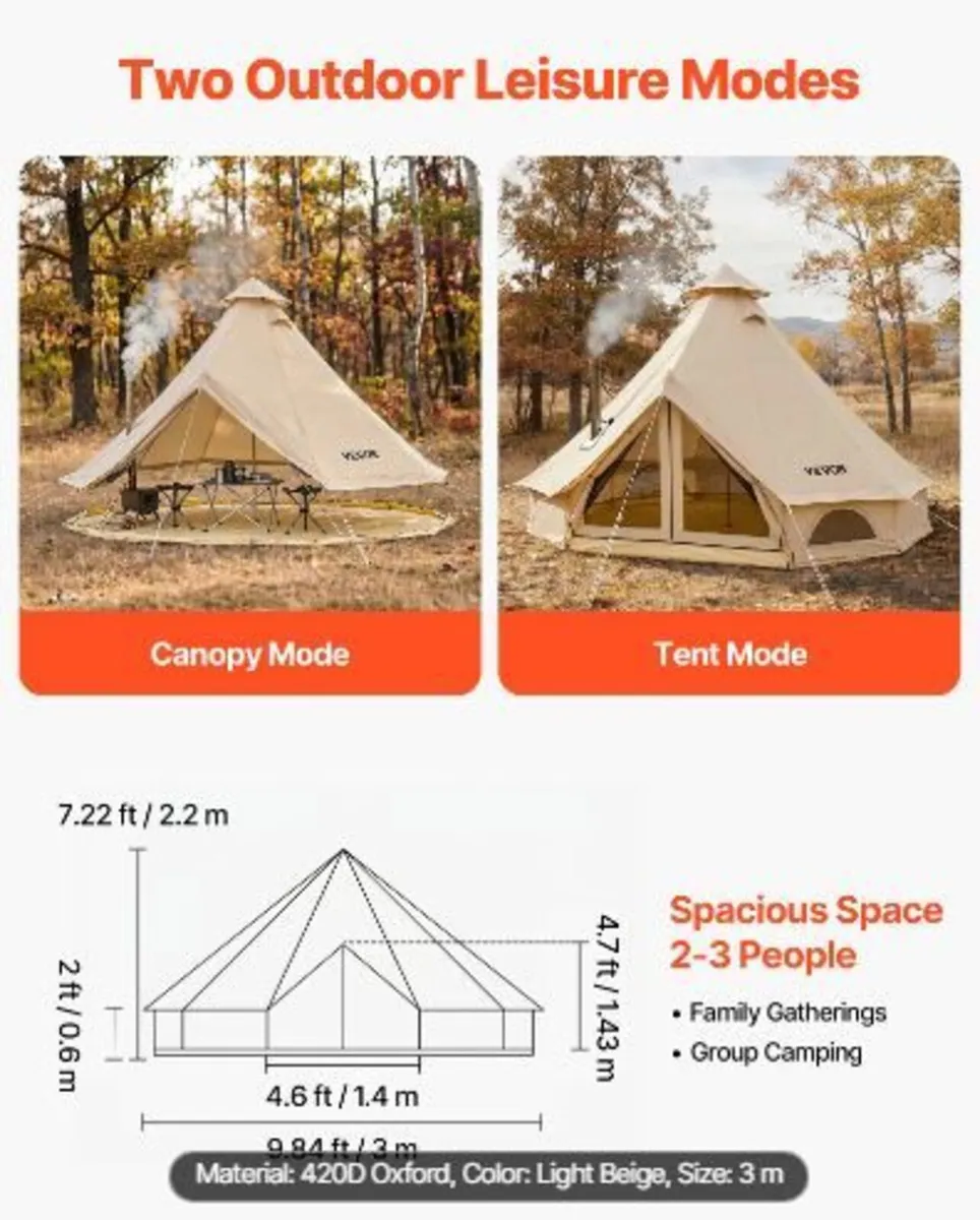 Oxford Bell Tent, 4 Seasons 3 m Yurt Tent - Image 3